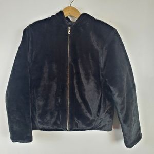 Nils faux fur zip up hooded jacket size small